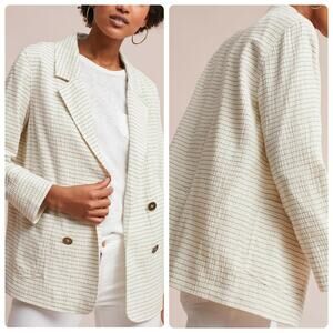 ANTHROPOLOGIE SIZE XS OVERSIZED DOUBLE BREASTED PINSTRIPE BLAZER BY CARTONNIER